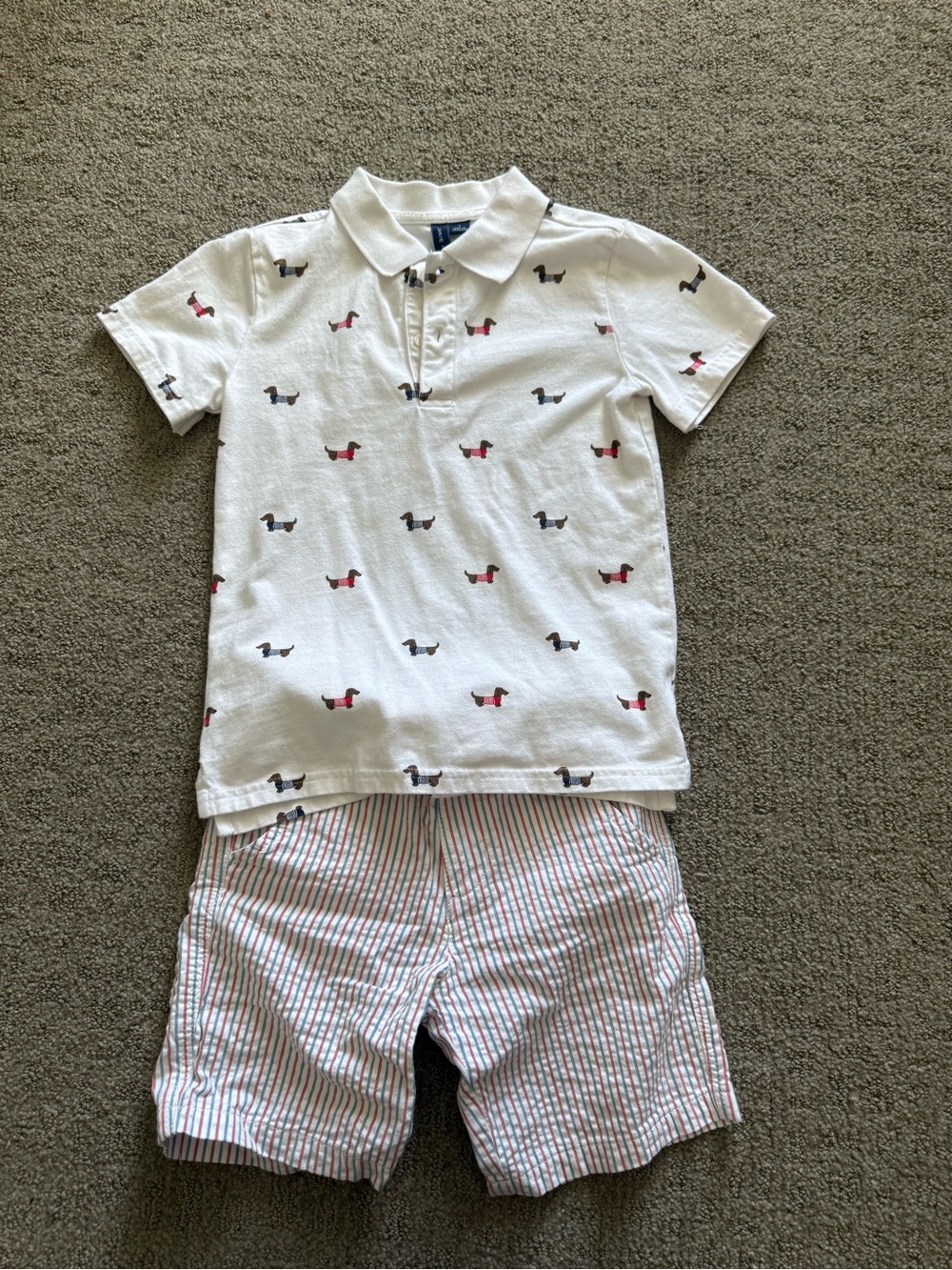 Janie and Jack White Polo with Red and Navy Dog Motif perfect 4th July outfit